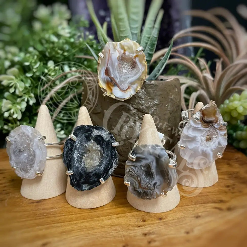 Agate Slices Natural Multi Choice Adjustable Ring – DFW