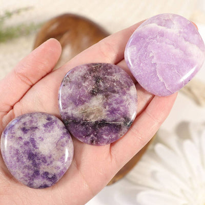 Lepidolite Crystal Palm stones