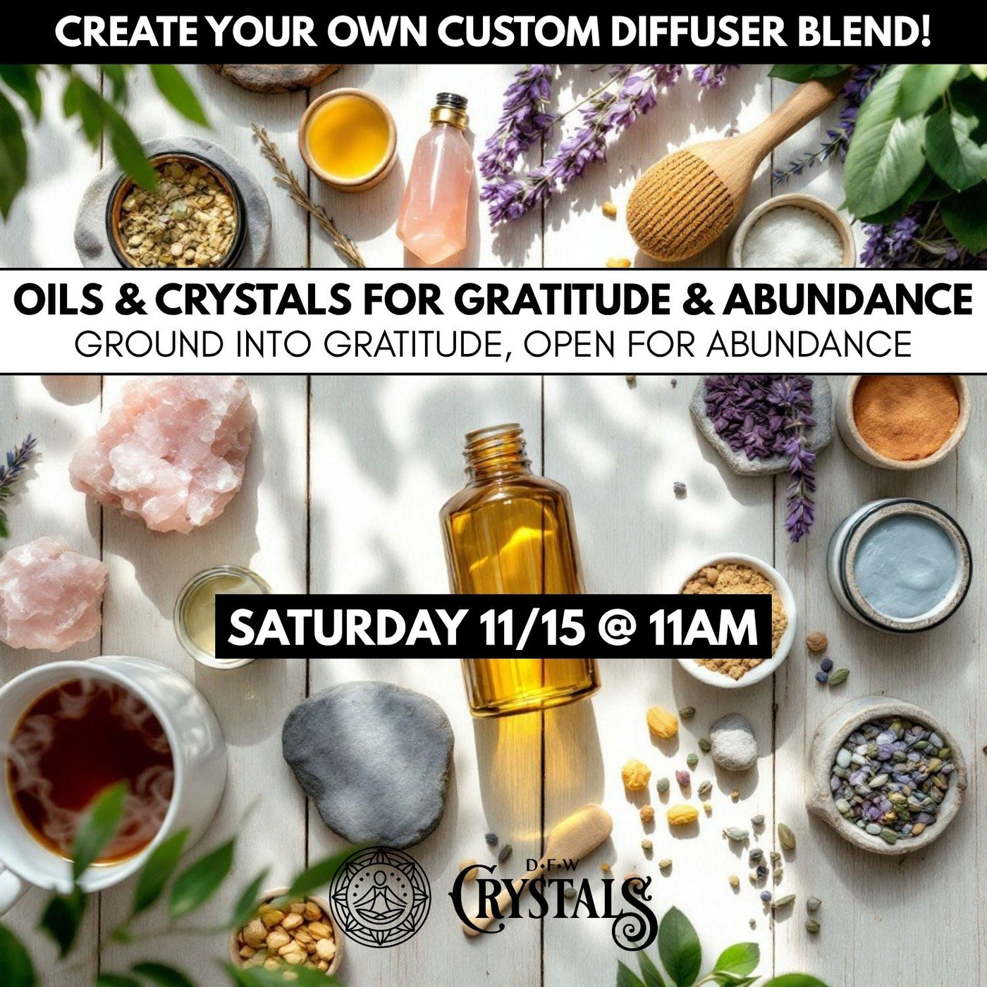 Oils & Crystals for Gratitude & Abundance - Nov 15th - 11am