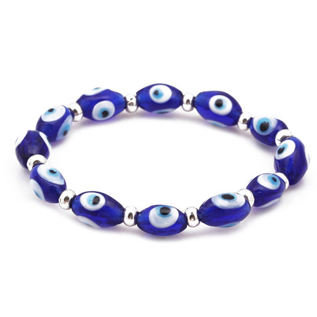 Evil Eye Bracelet Lampwork 8 mm Oval Beads