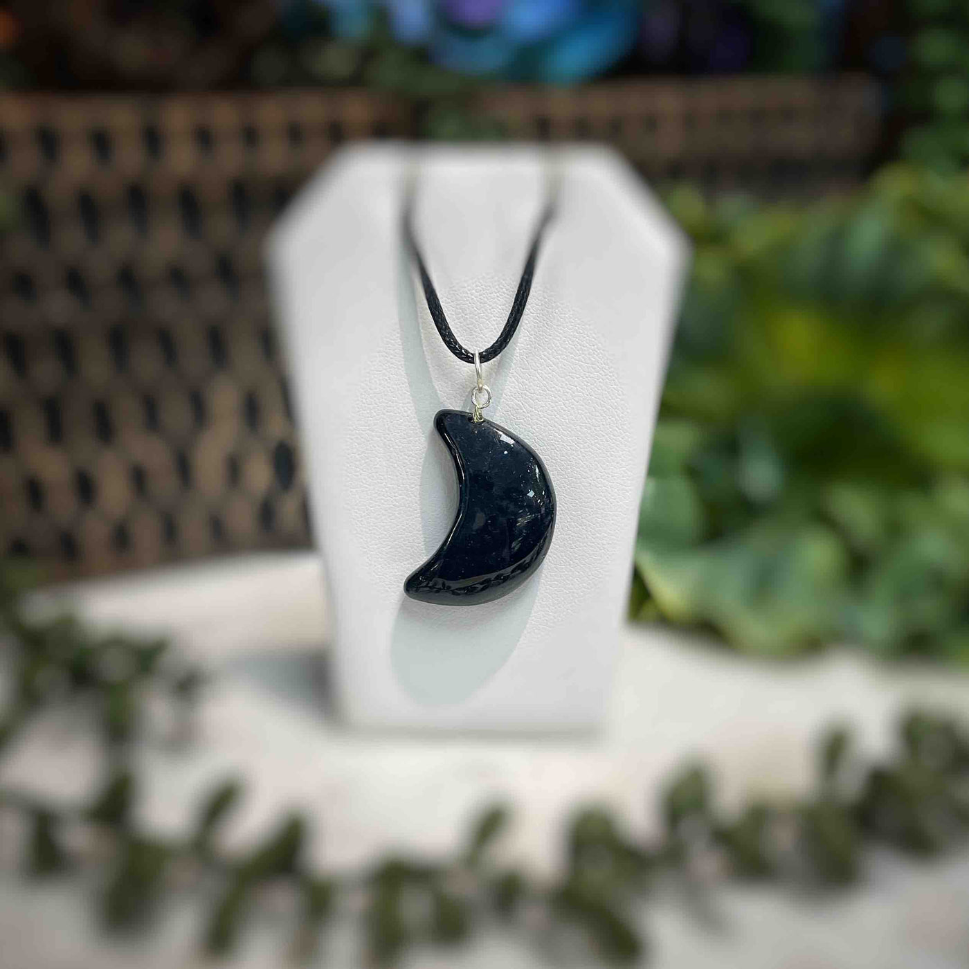 Black Obsidian - Crescent Moon - Necklace