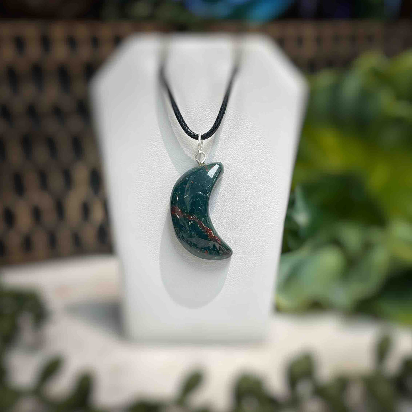 Bloodstone - Crescent Moon - Necklace