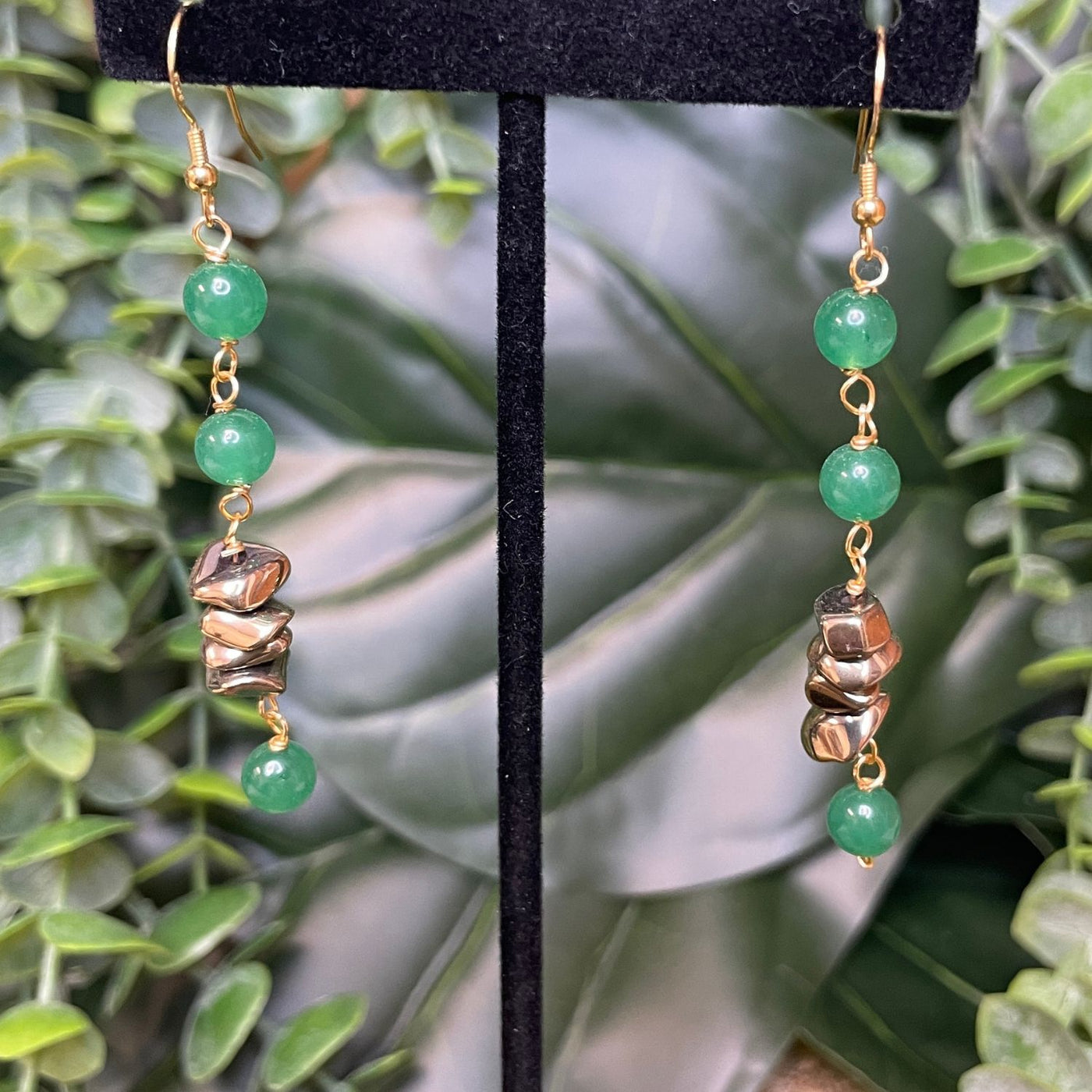 Green Aventurine & Freeform Pyrite – Short – 925 GP + GP Copper