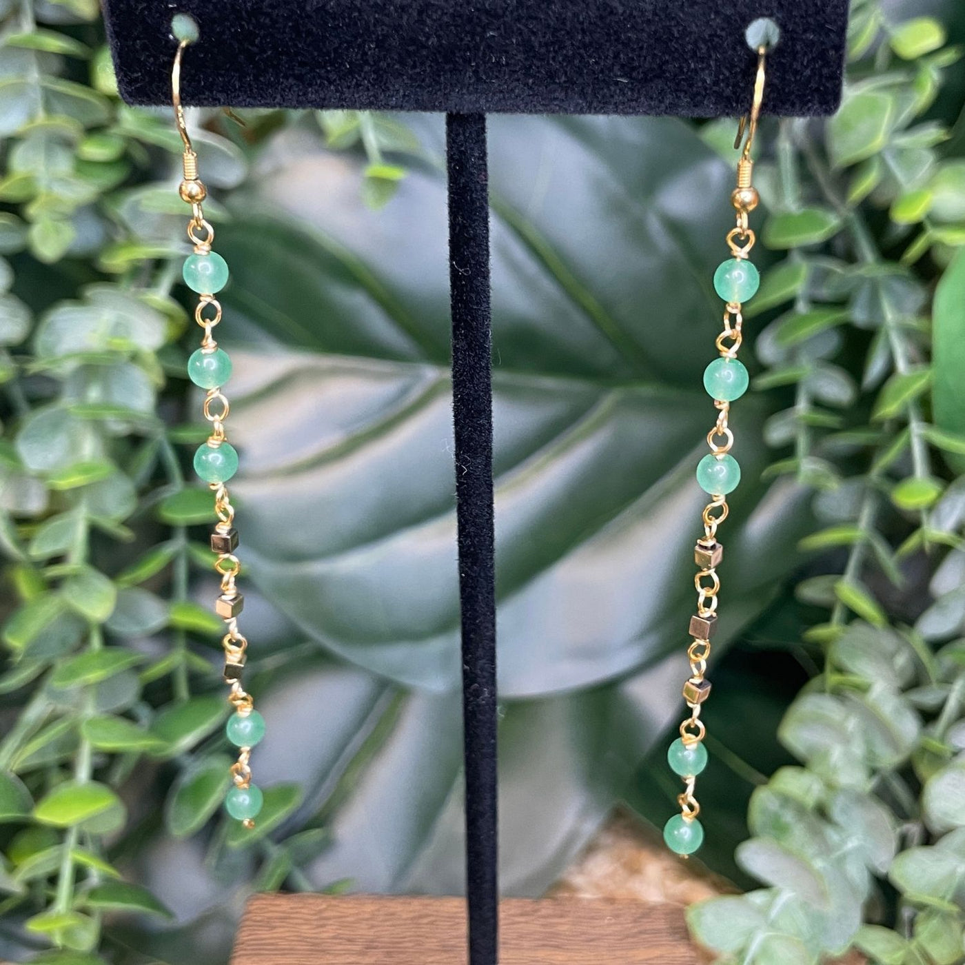 Green Aventurine & Pyrite Mini Squares – Long – 925 GP + GP Copper