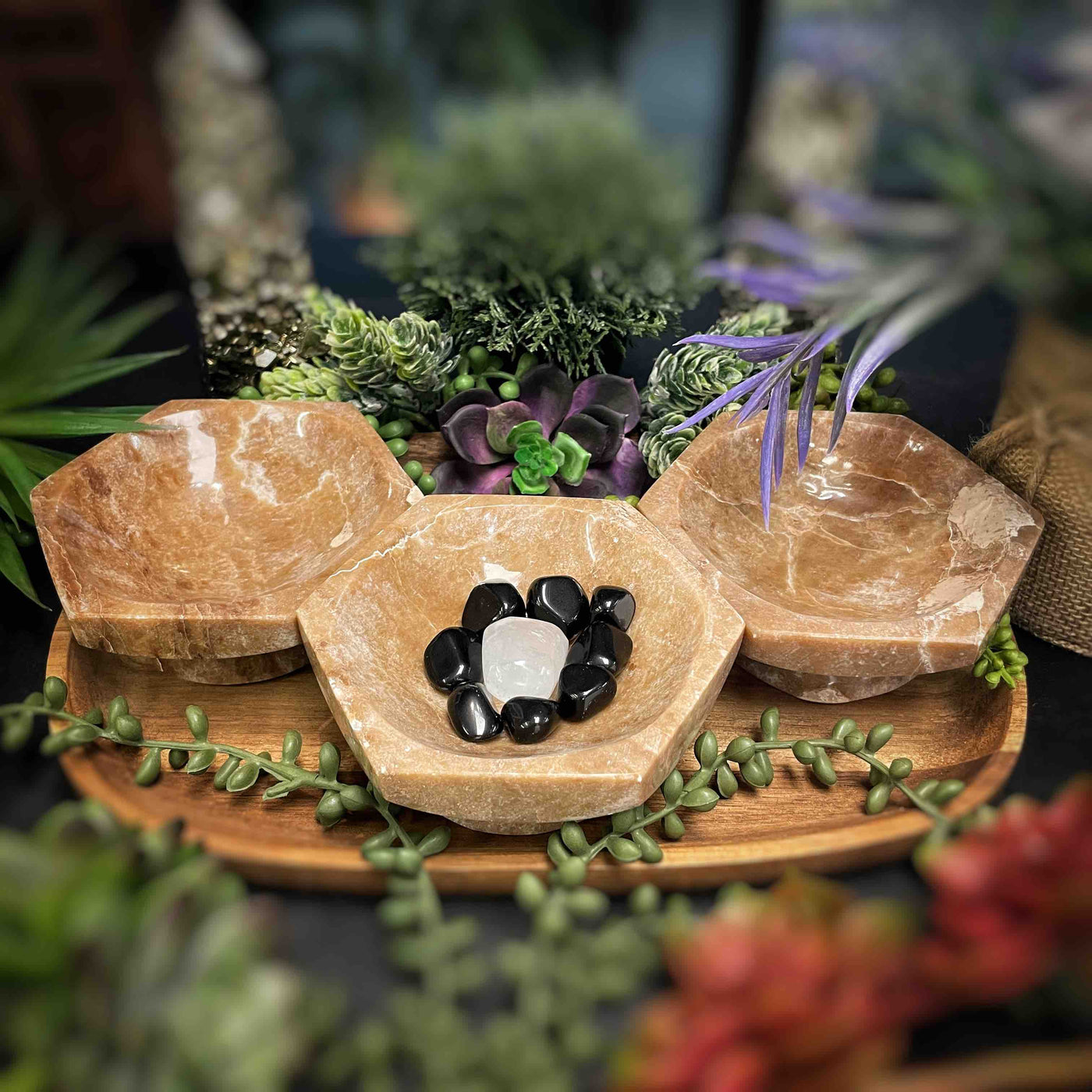 Chocolate Calcite - Hexagon Bowl - 6"