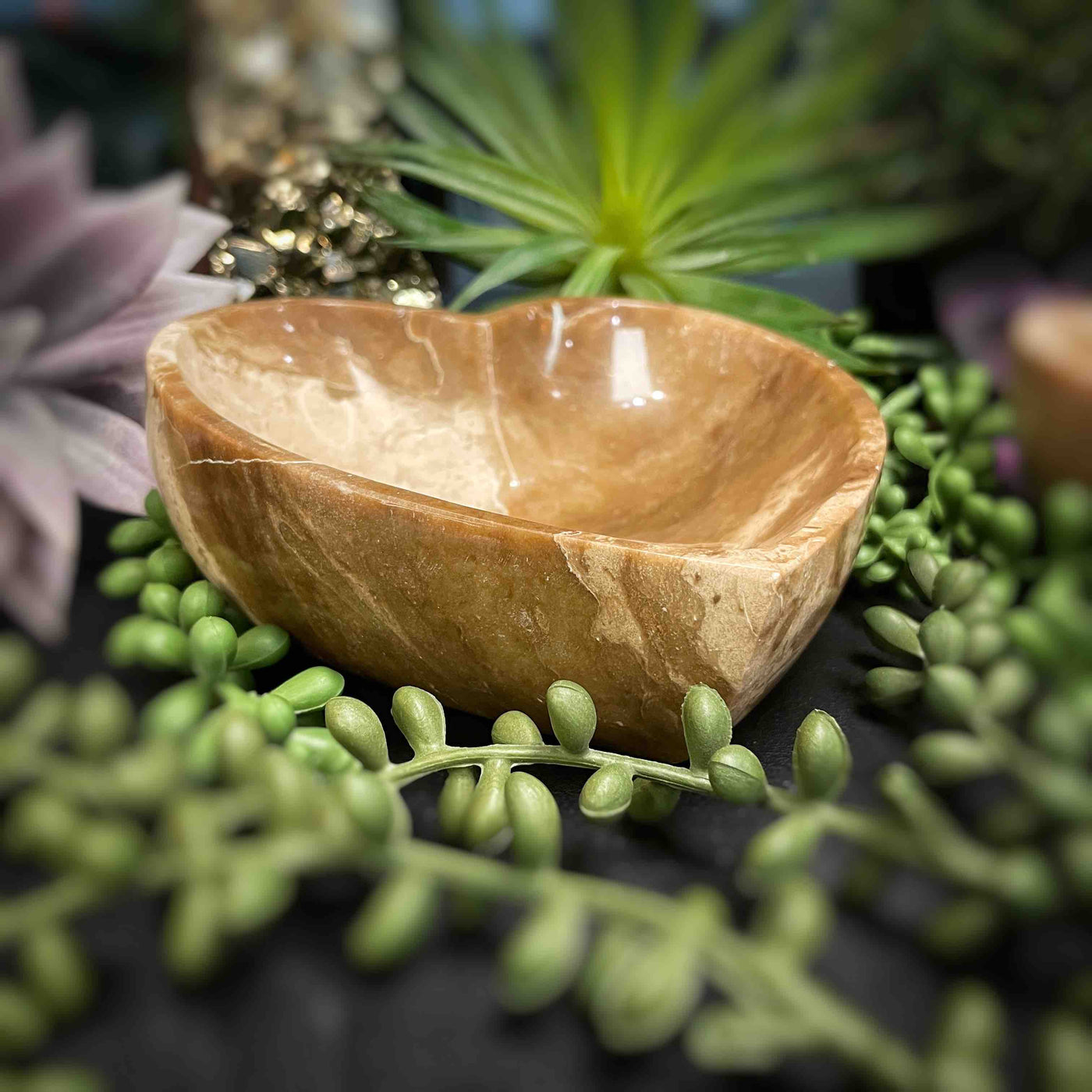 Chocolate Calcite - Heart Bowl - 4.75" x 5"