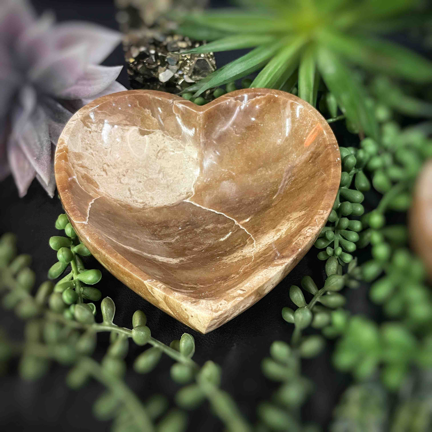Chocolate Calcite - Heart Bowl - 4.75" x 5"