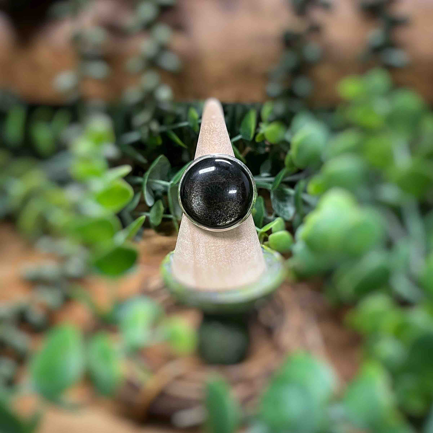 Gold Sheen Obsidian - Sterling Silver Ring