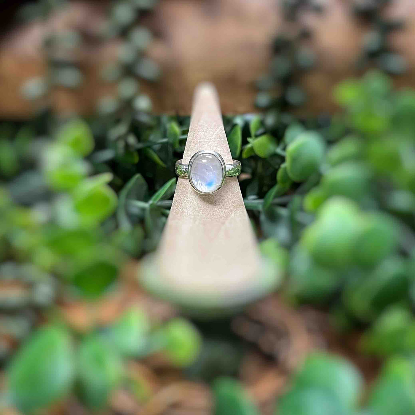 Rainbow Moonstone -Oval - Sterling Silver Ring