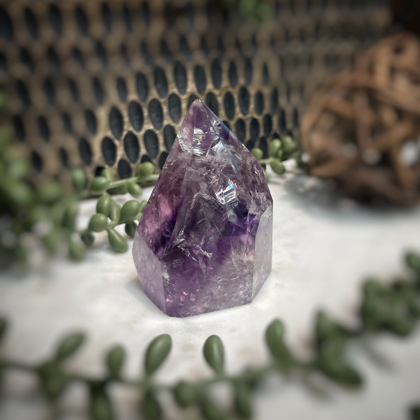 Amethyst w/ Phantom Amethyst  - Tower, Point, Obelisk - 2.5"