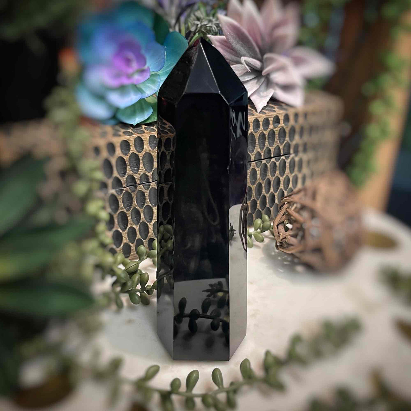Black Obsidian  - Tower, Point, Obelisk - 6.5"