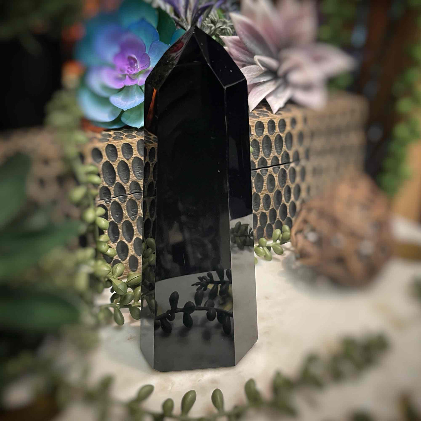 Black Obsidian  - Tower, Point, Obelisk - 6.5"