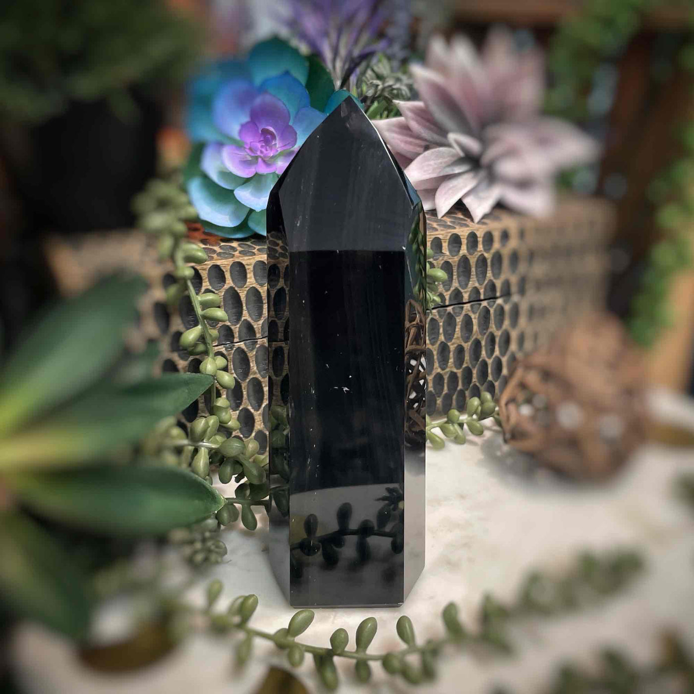 Black Obsidian  - Tower, Point, Obelisk - 6.5"