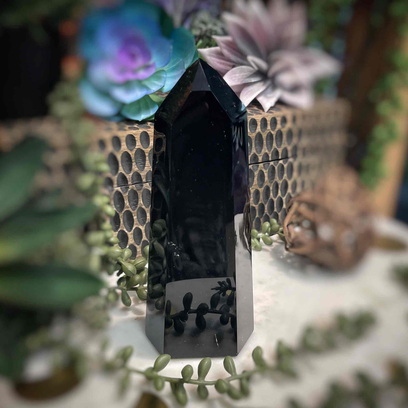 Black Obsidian  - Tower, Point, Obelisk - 6"