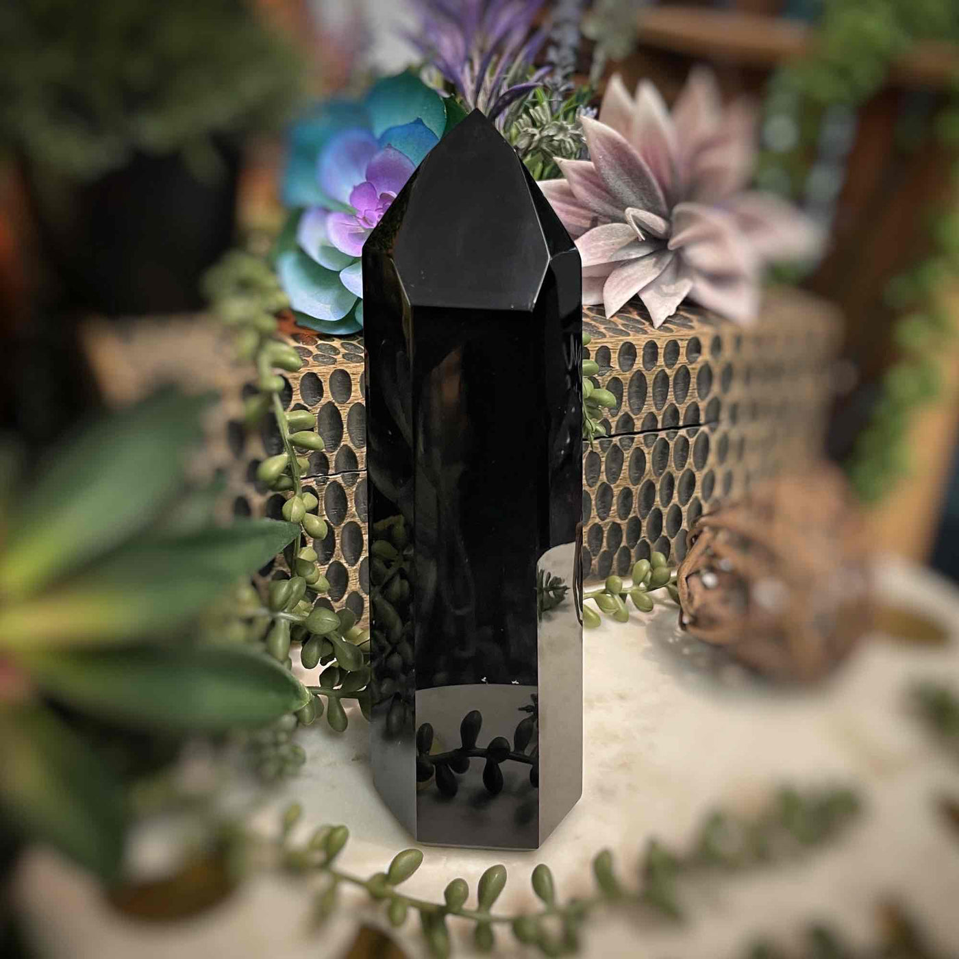 Black Obsidian  - Tower, Point, Obelisk - 7"