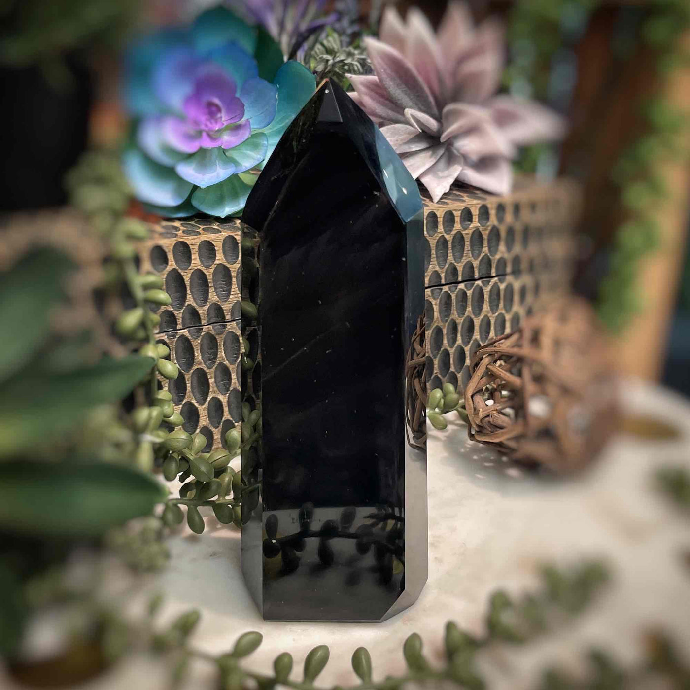 Black Obsidian  - Tower, Point, Obelisk - 6.25"