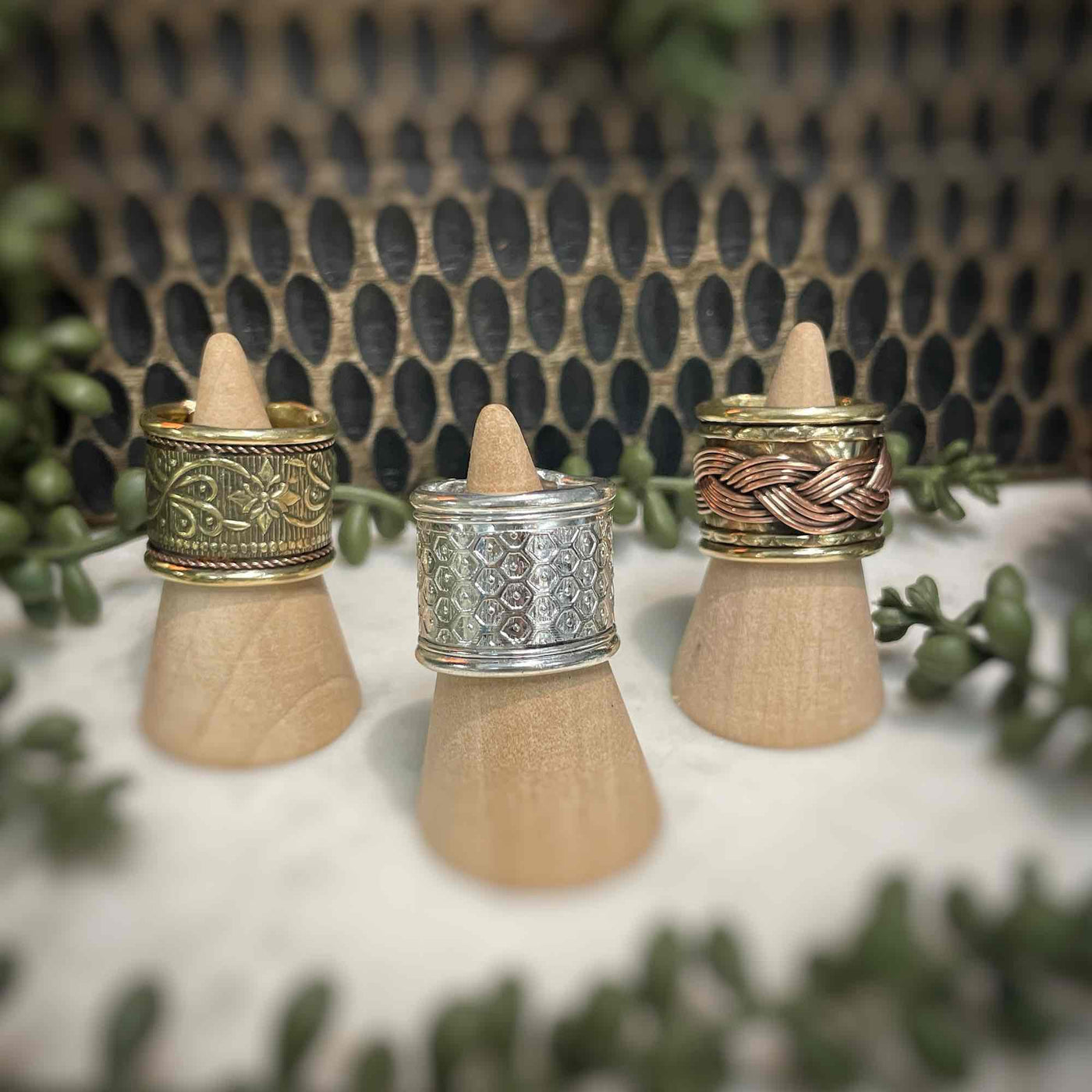 Brass and Copper Cuff Rings - Double Wide