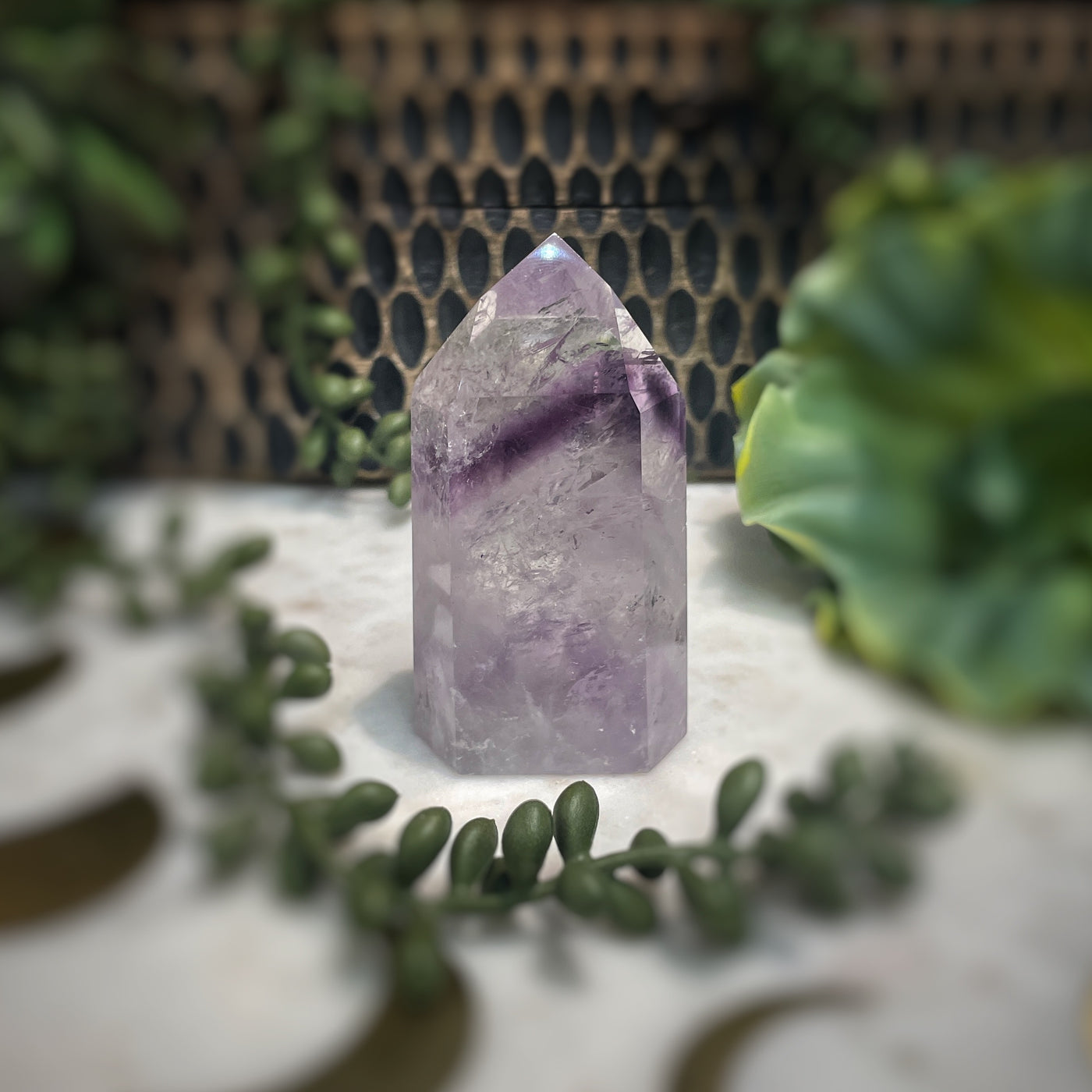 Amethyst w/ Phantom Amethyst  - Tower, Point, Obelisk - 2.75"