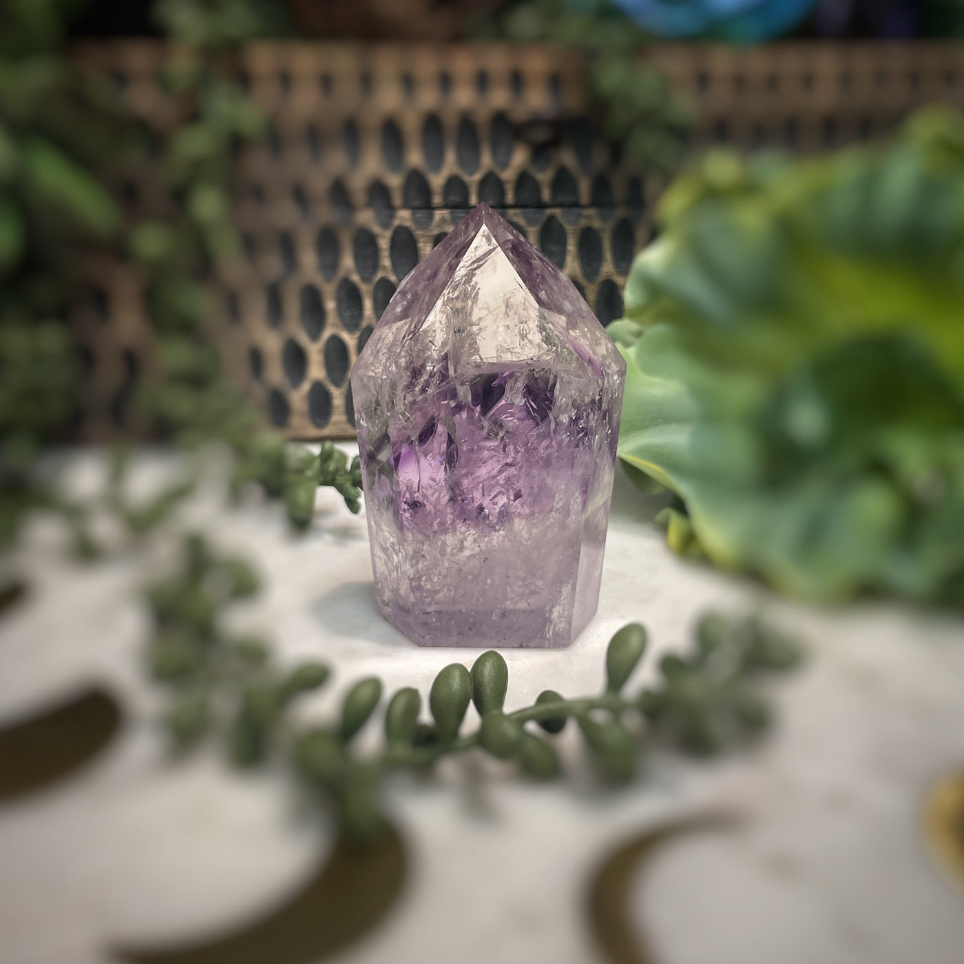 Amethyst w/ Phantom Amethyst  - Tower, Point, Obelisk - 2.75"