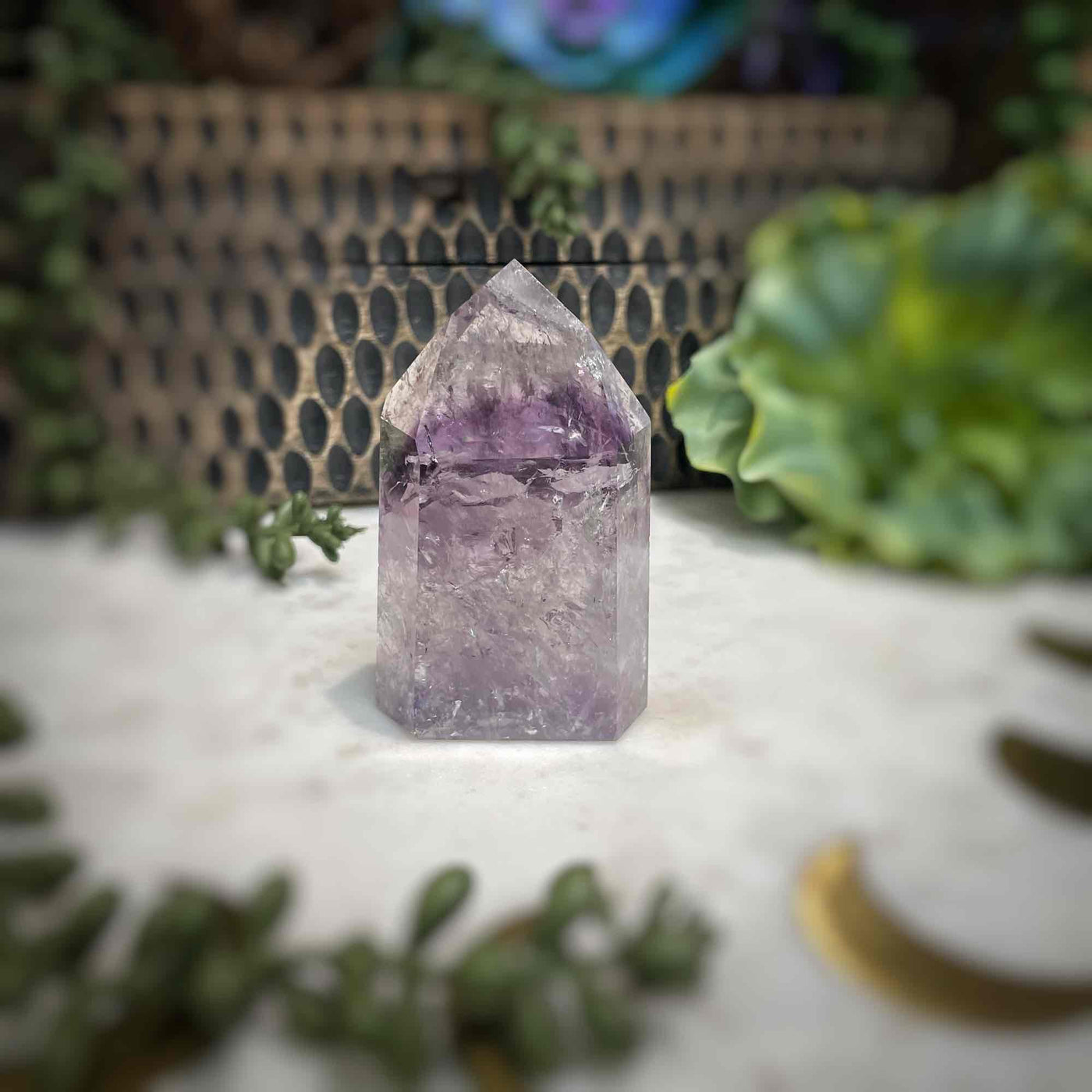 Amethyst w/ Phantom Amethyst  - Tower, Point, Obelisk - 2.75"