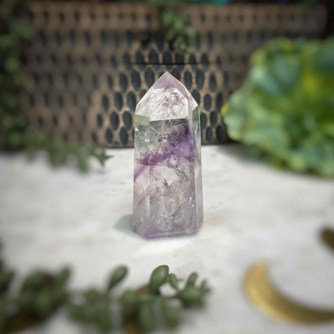 Amethyst w/ Phantom Amethyst  - Tower, Point, Obelisk - 2.75"