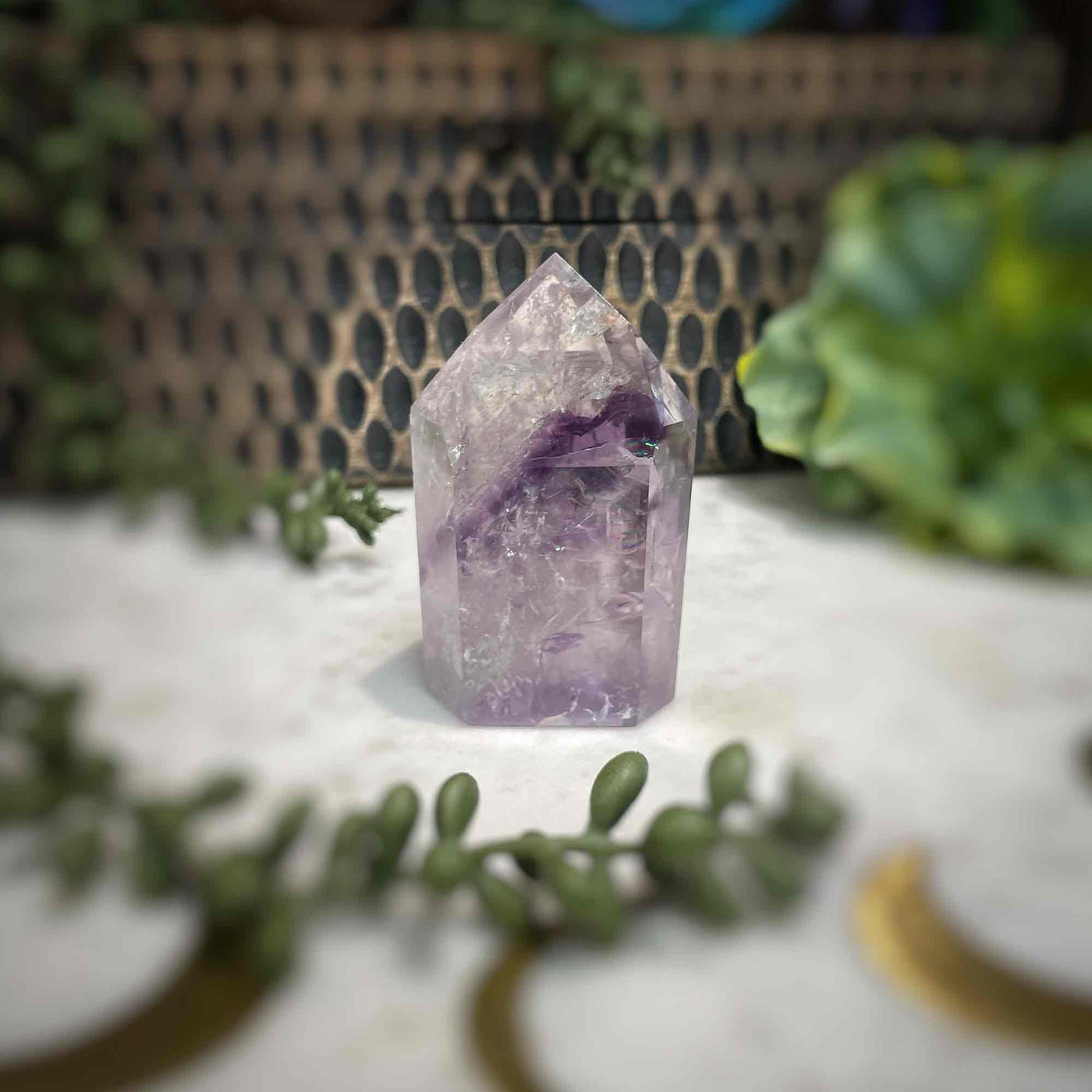 Amethyst w/ Phantom Amethyst  - Tower, Point, Obelisk - 2.5"