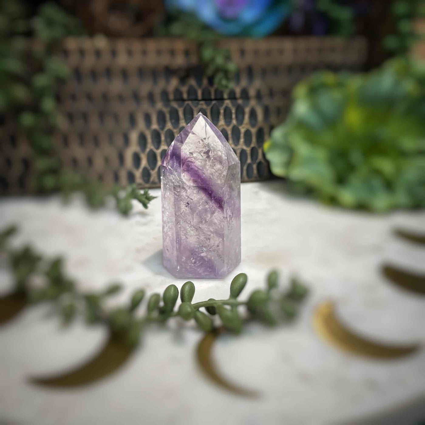 Amethyst w/ Phantom Amethyst  - Tower, Point, Obelisk - 2.75"