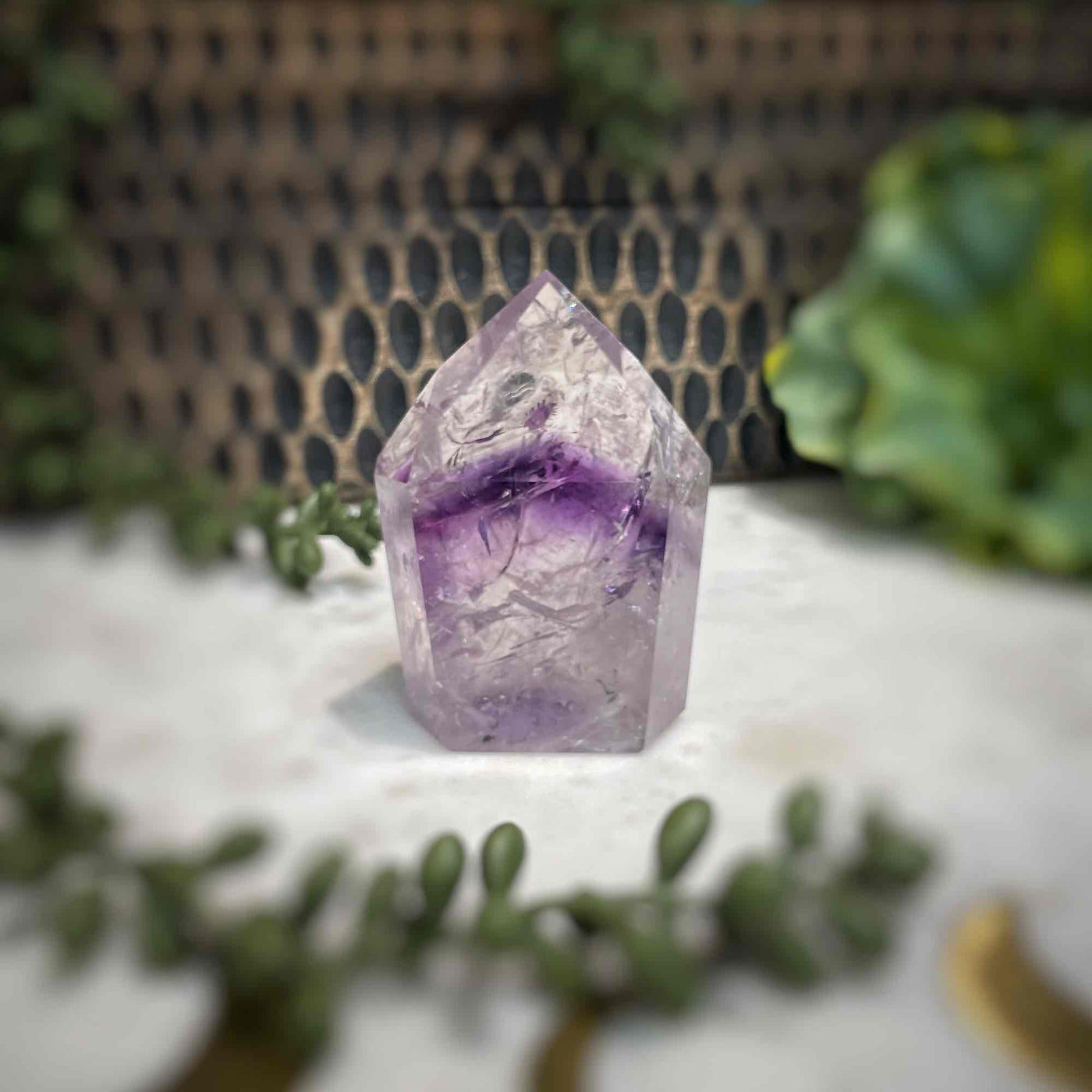 Amethyst w/ Phantom Amethyst  - Tower, Point, Obelisk - 2.5"