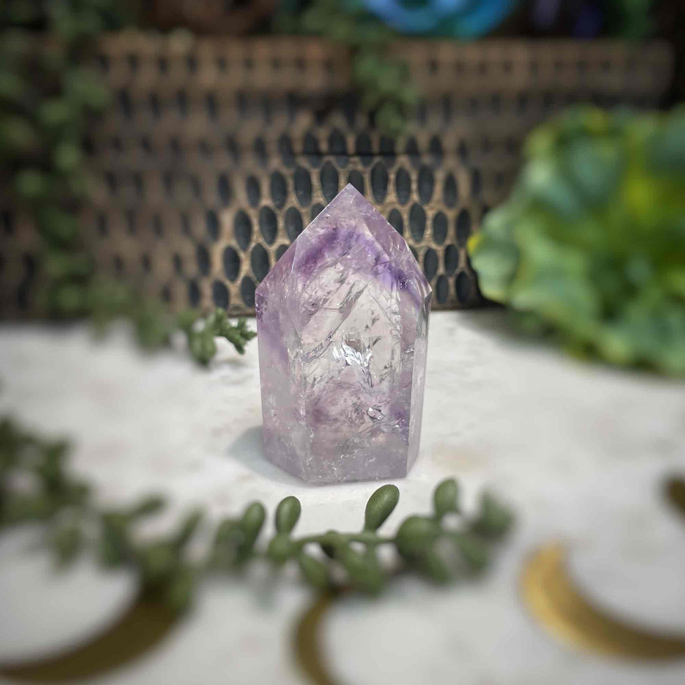 Amethyst w/ Phantom Amethyst  - Tower, Point, Obelisk - 2"