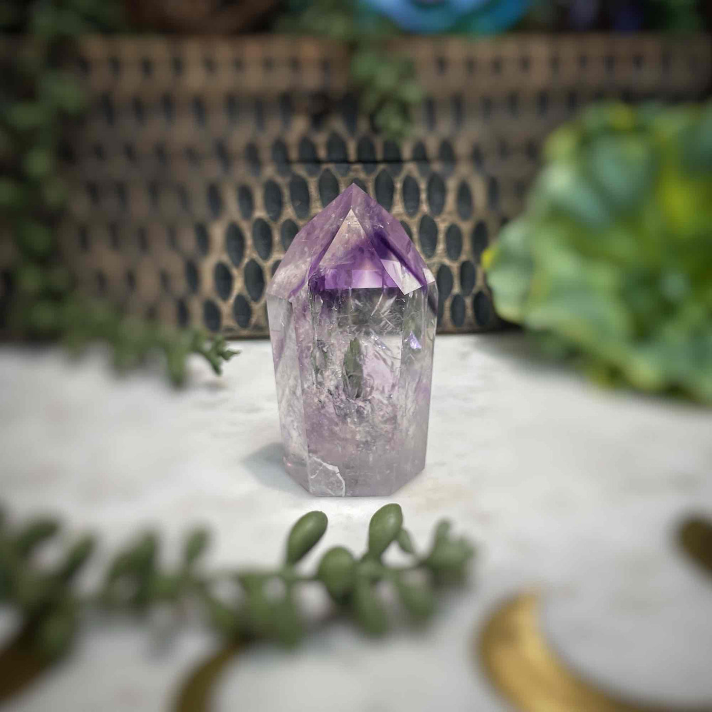 Amethyst w/ Phantom Amethyst  - Tower, Point, Obelisk - 2.5"