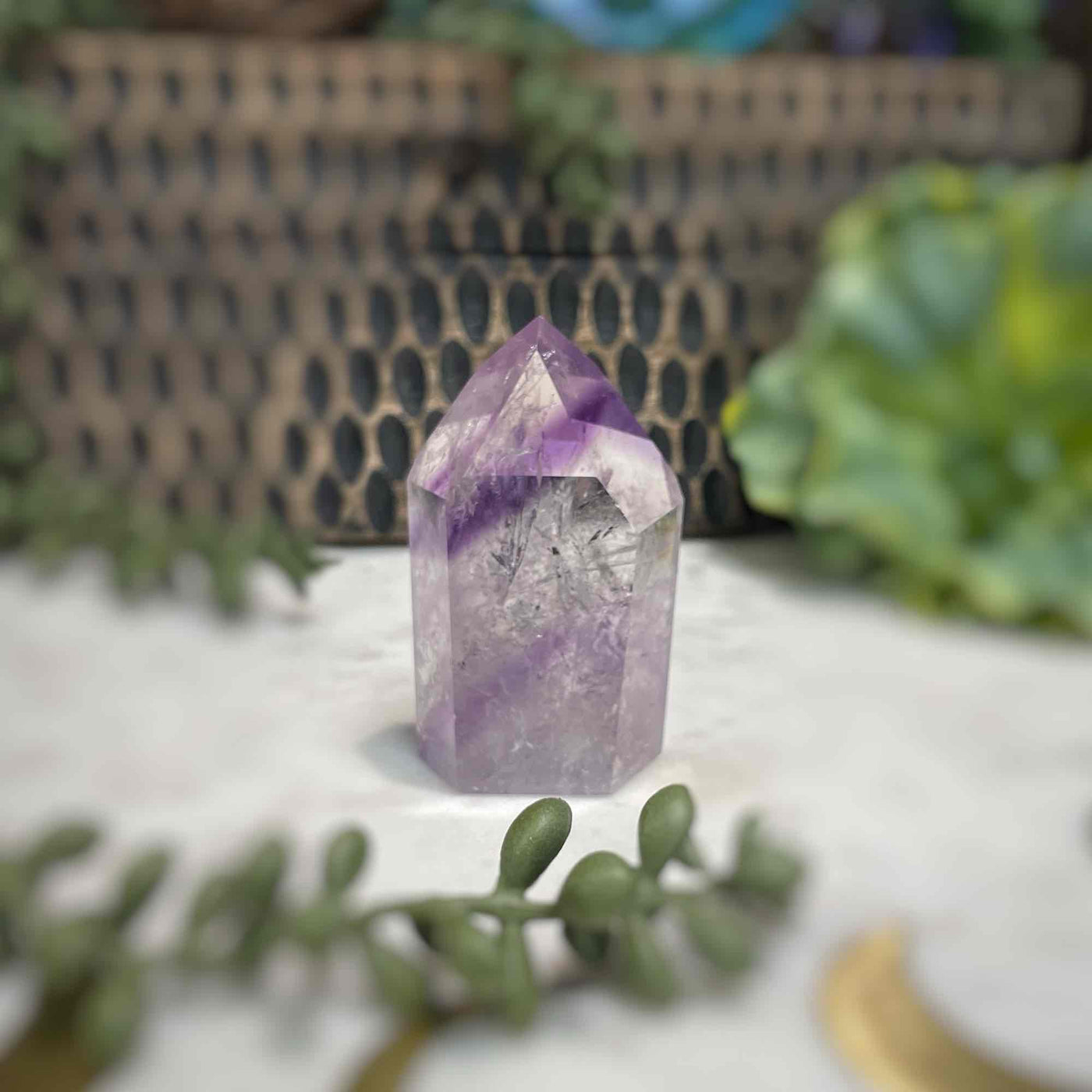 Amethyst w/ Phantom Amethyst  - Tower, Point, Obelisk - 2.25"