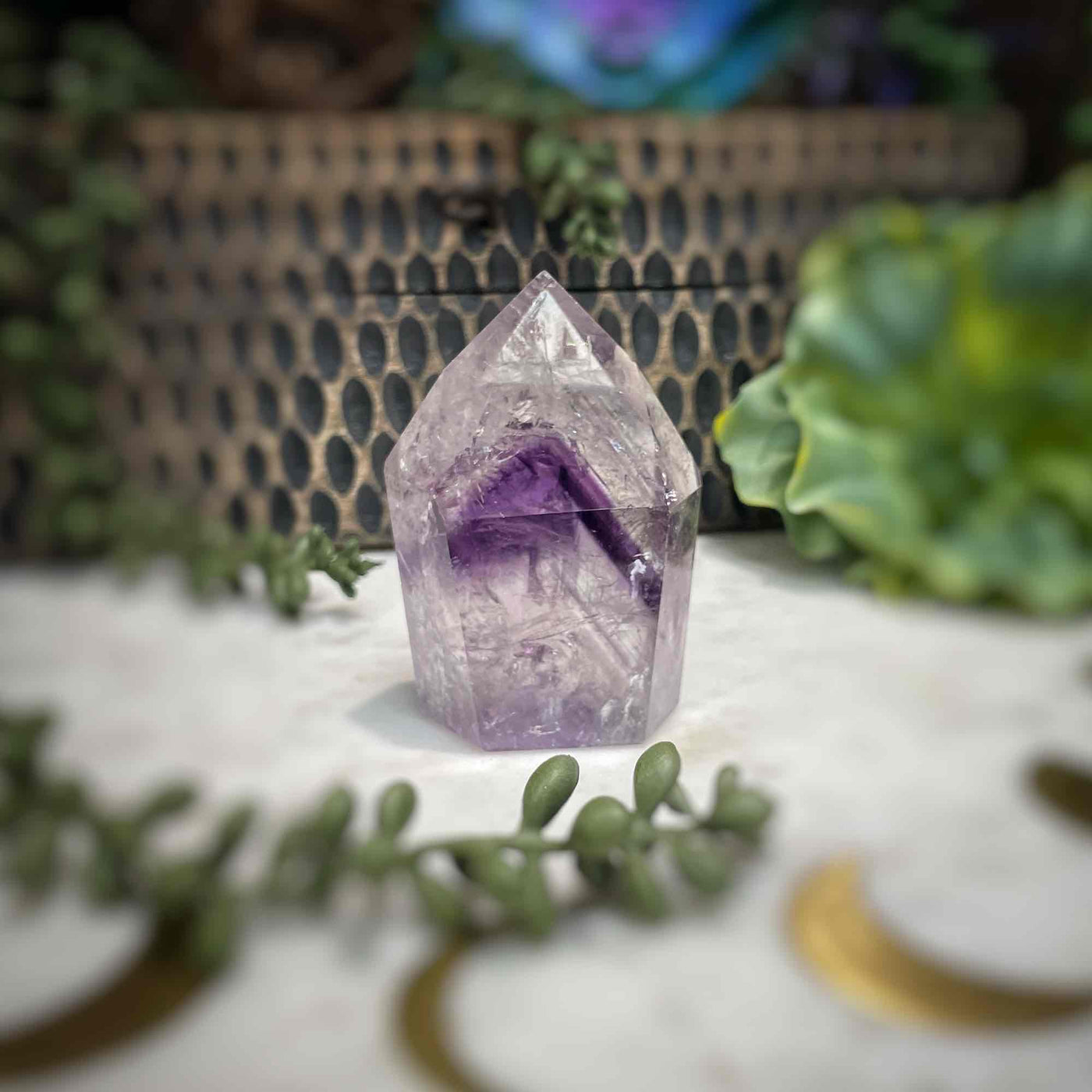 Amethyst w/ Phantom Amethyst  - Tower, Point, Obelisk - 2.75"