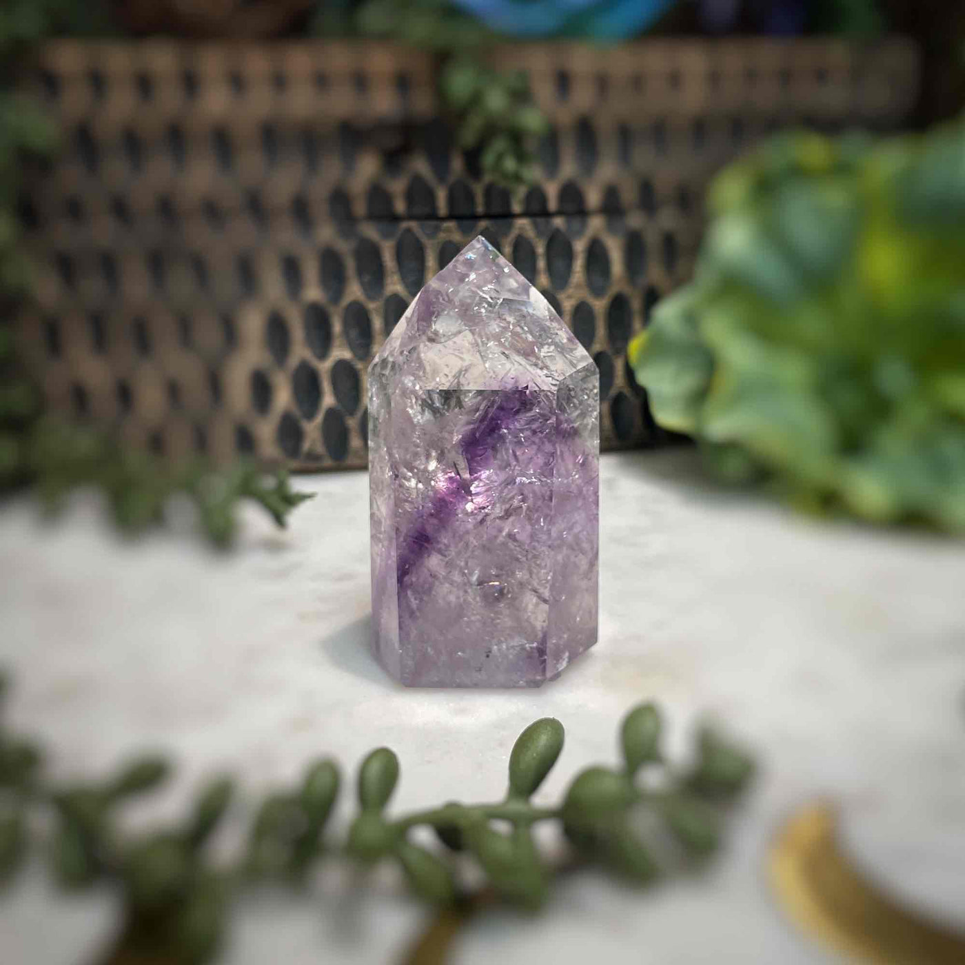 Amethyst w/ Phantom Amethyst  - Tower, Point, Obelisk - 2.5"
