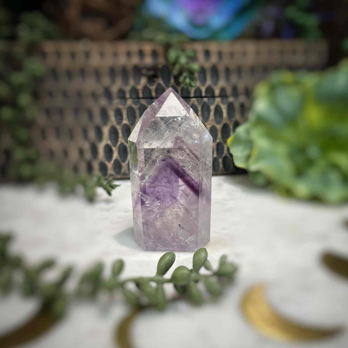Amethyst w/ Phantom Amethyst  - Tower, Point, Obelisk - 3"