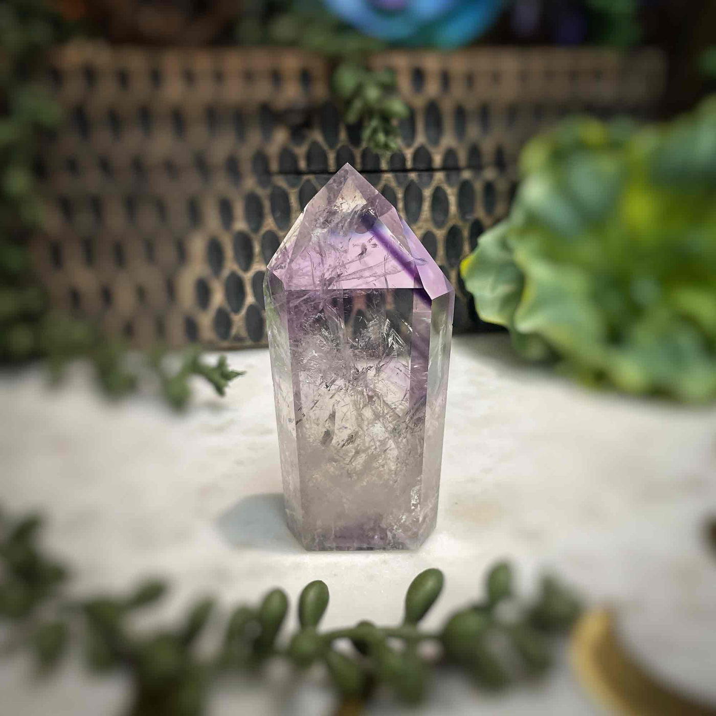 Amethyst w/ Phantom Amethyst  - Tower, Point, Obelisk - 3.25"
