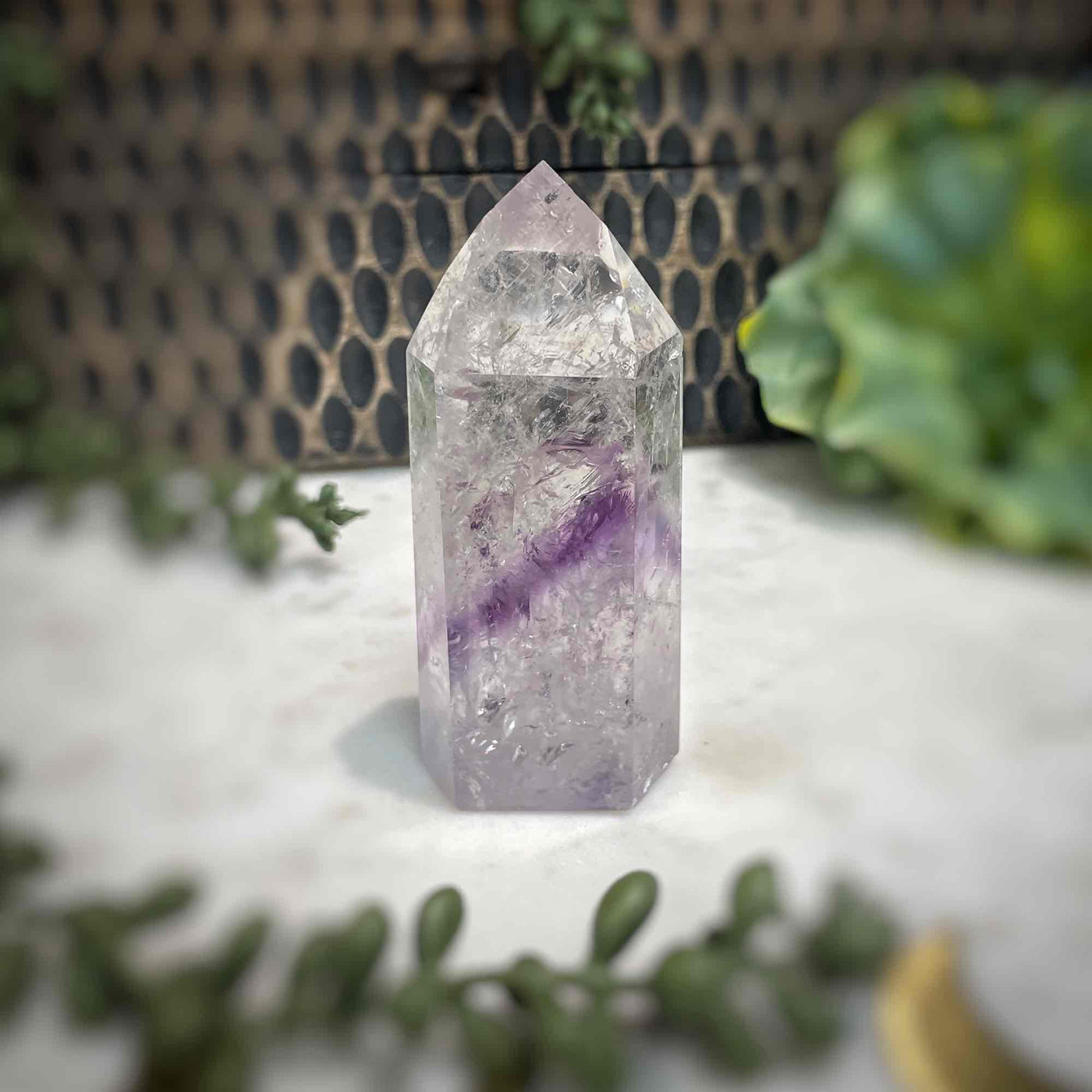 Amethyst w/ Phantom Amethyst  - Tower, Point, Obelisk - 3.25"
