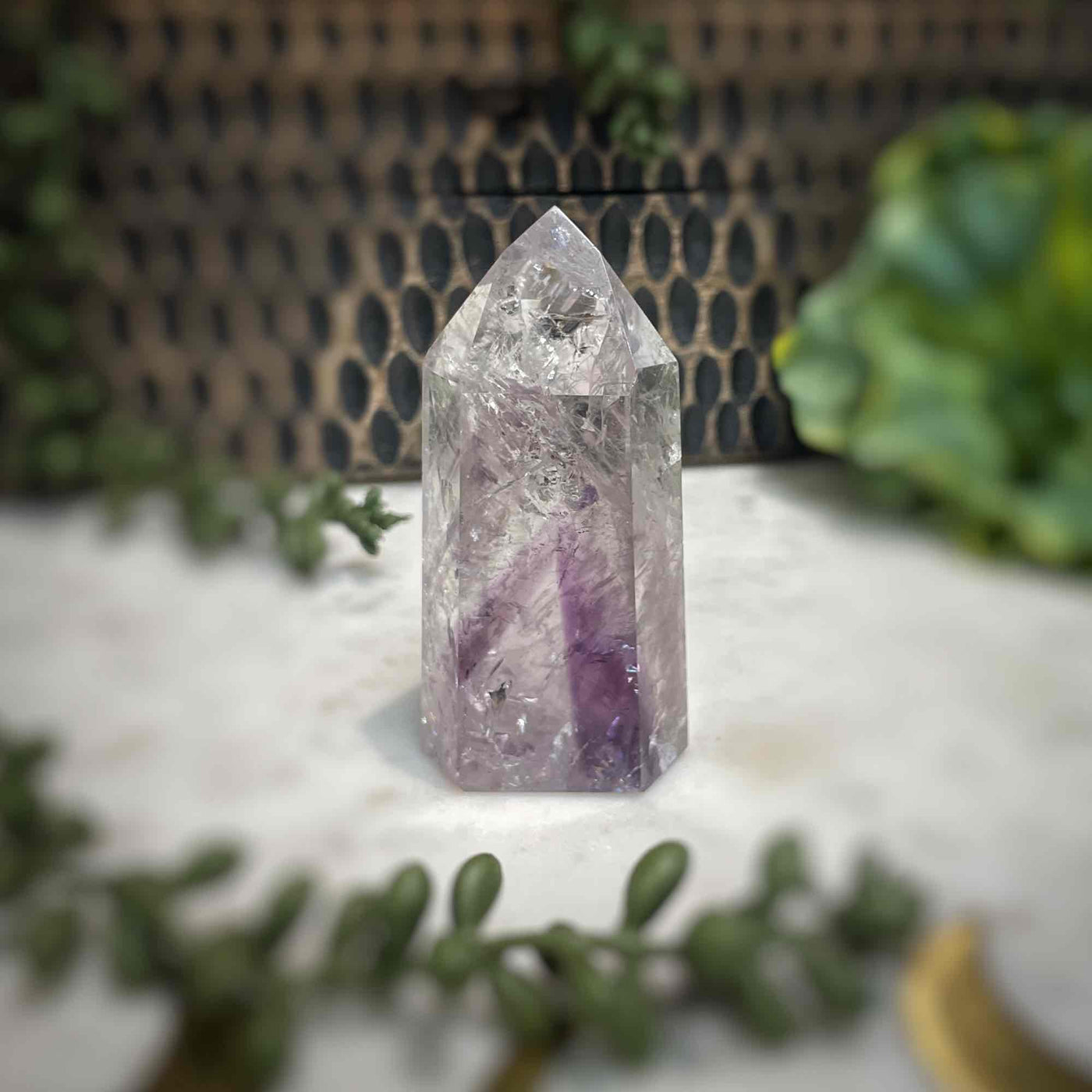 Amethyst w/ Phantom Amethyst  - Tower, Point, Obelisk - 3"