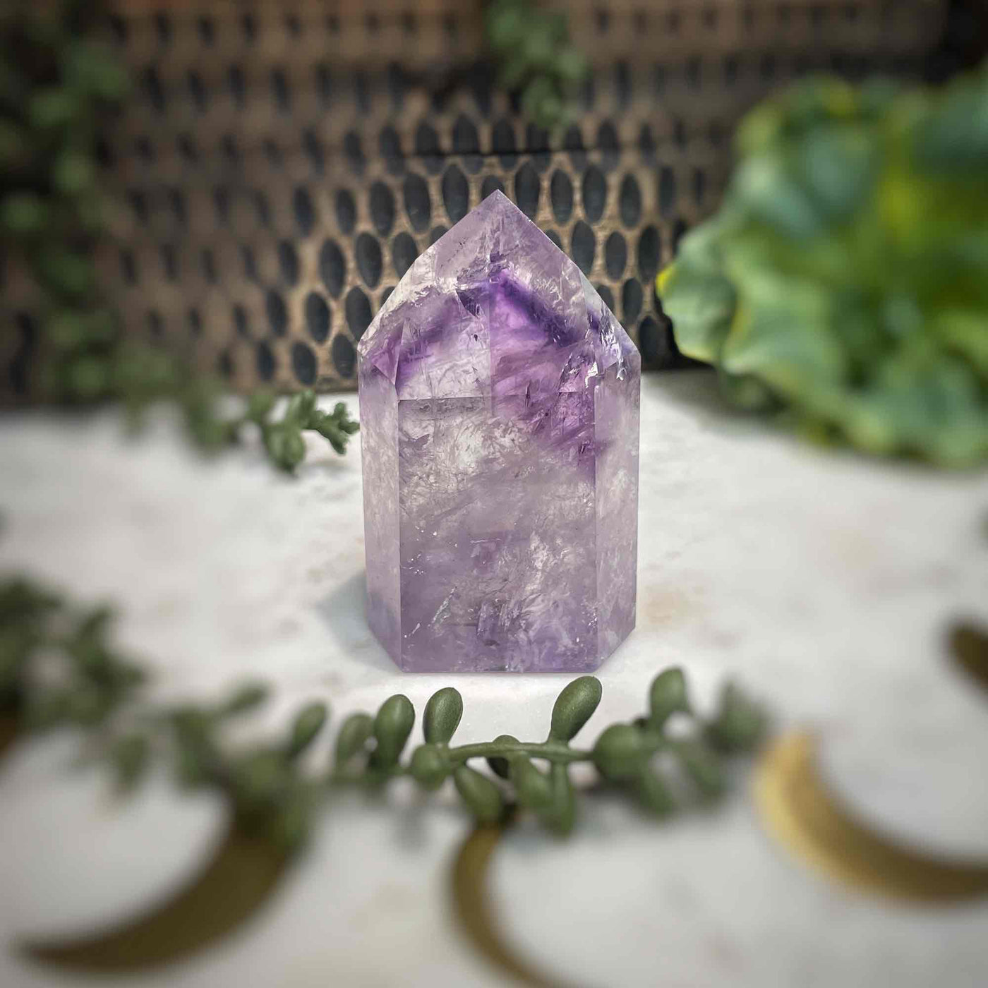 Amethyst w/ Phantom Amethyst  - Tower, Point, Obelisk - 3"