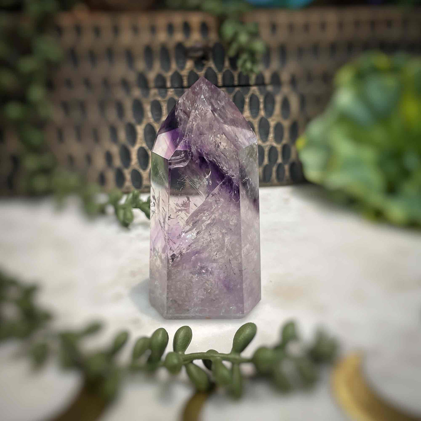 Amethyst w/ Phantom Amethyst  - Tower, Point, Obelisk - 2.25"
