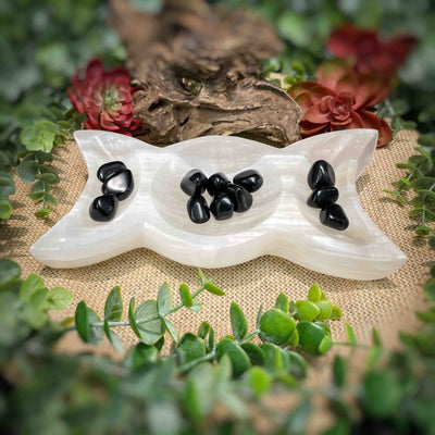 Selenite - Triple Moon Bowl / Dish - 7.25