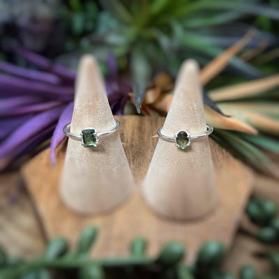 Faceted Moldavite - Sterling Silver Ring