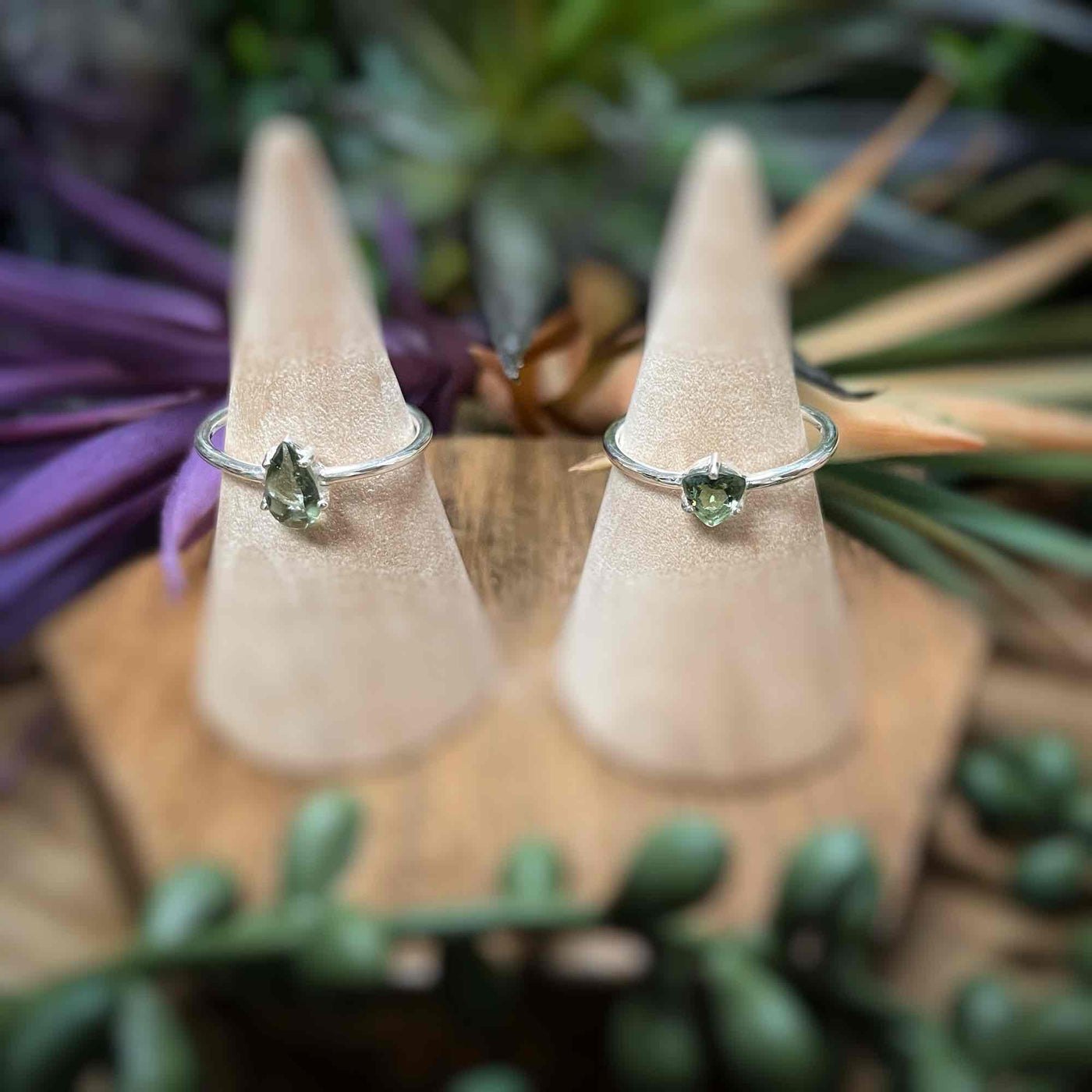 Faceted Moldavite - Sterling Silver Ring