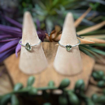 Faceted Moldavite - Sterling Silver Ring