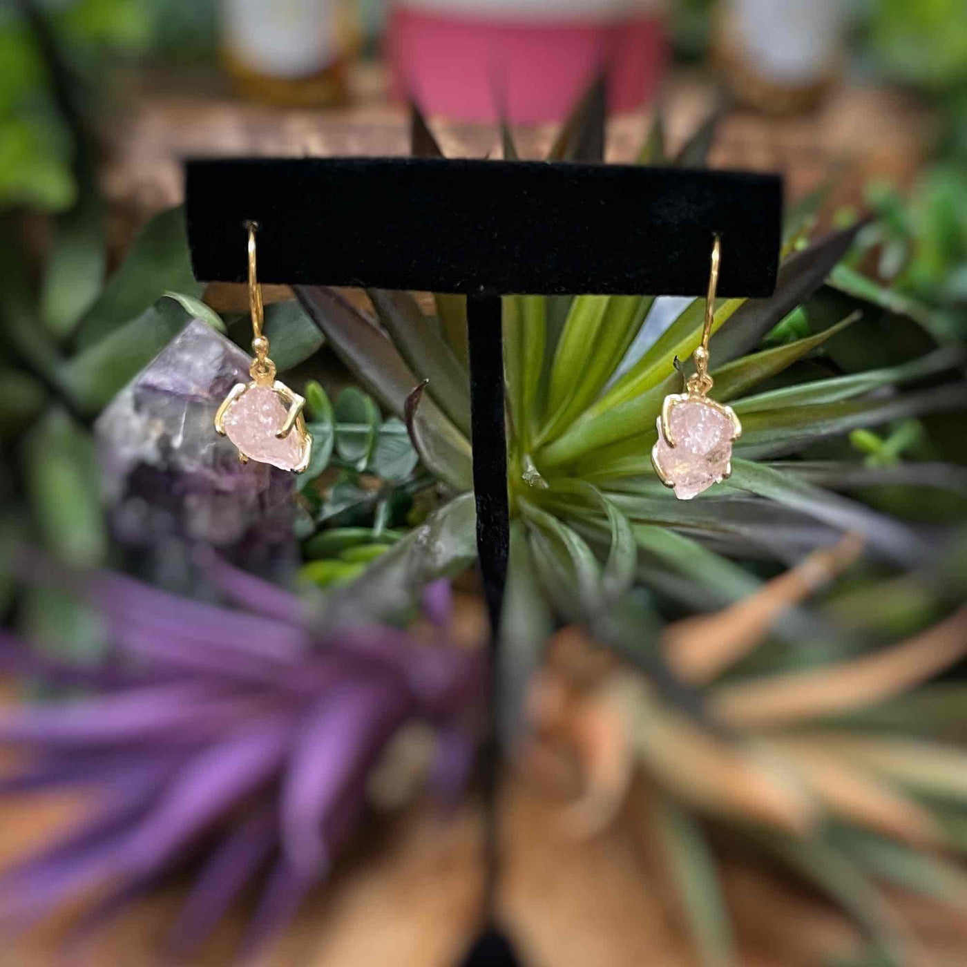 Morganite - Gold Plated Sterling Silver Earrings