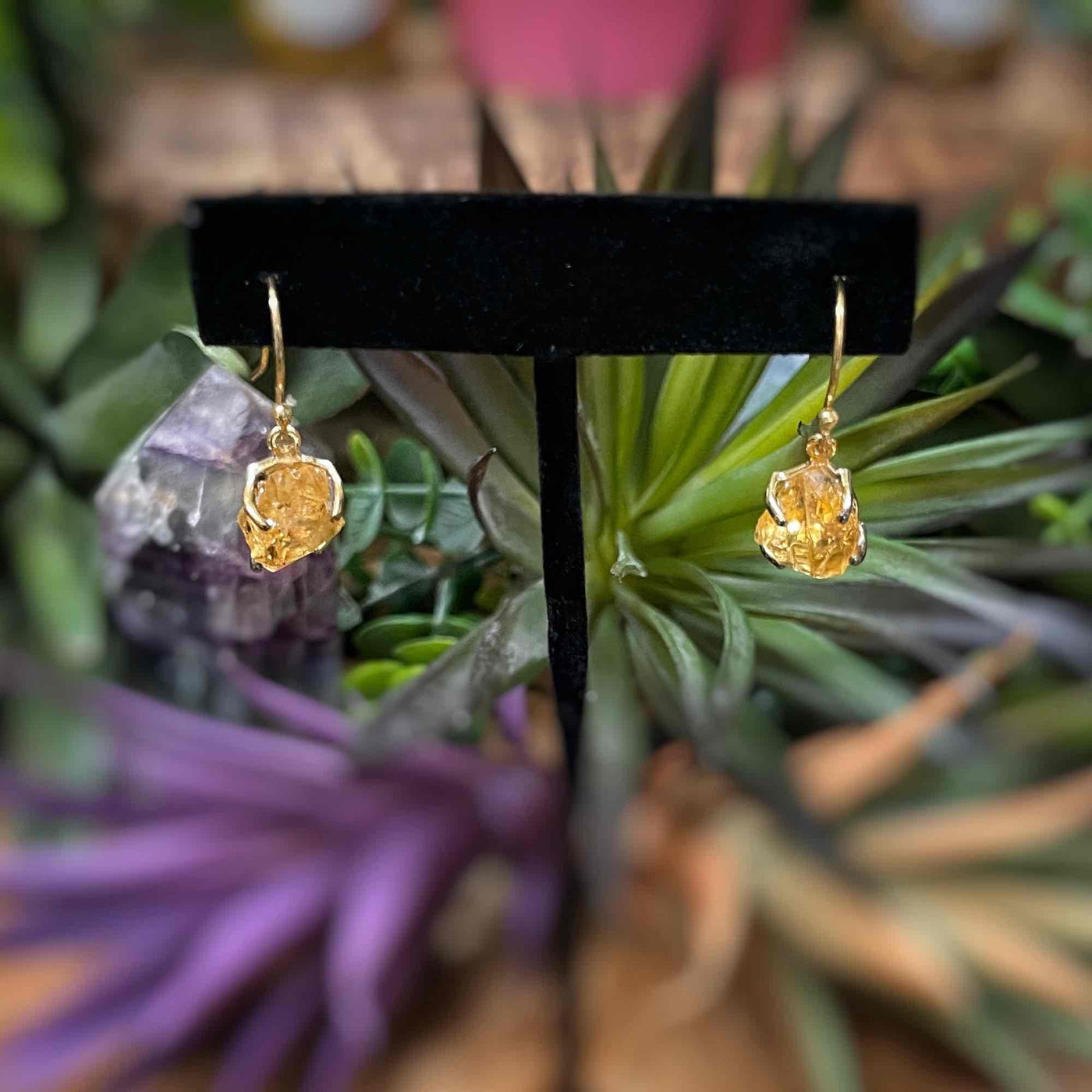 Citrine - Gold Plated Sterling Silver Earrings