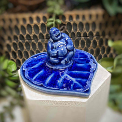 Buddha on Leaf Ceramic Incense Holder - Assorted