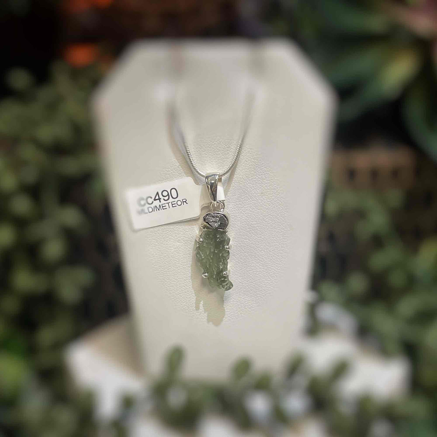 Moldavite + Meteorite - Sterling Silver Pendant