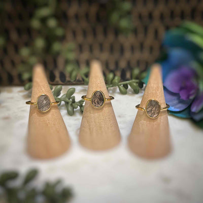 Tourmalated Quartz - Faceted - 18k Gold Ring