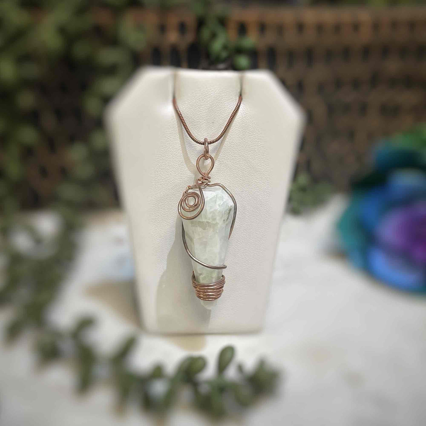 Amazonite - Copper Wire Wrapped Faceted - Necklace