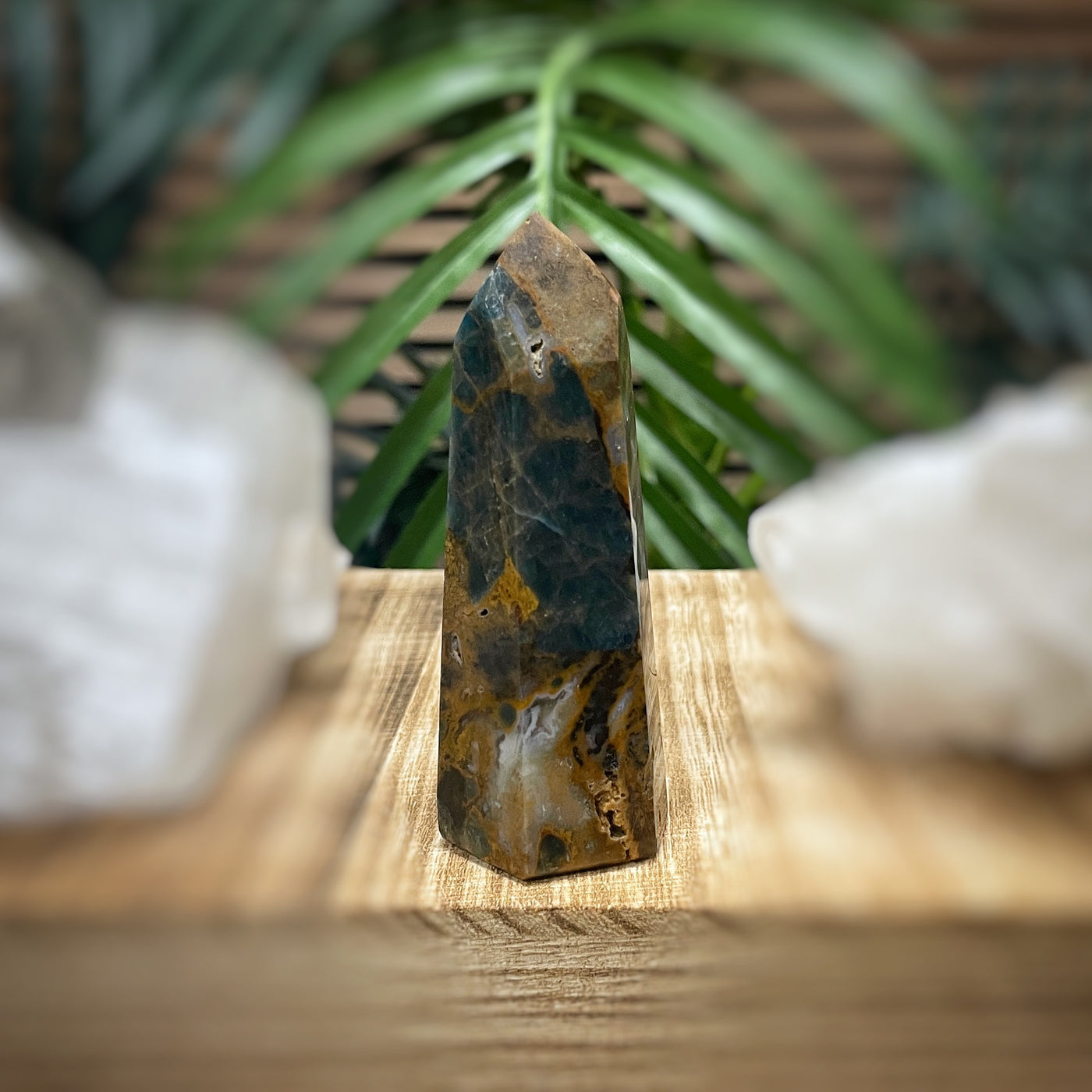 Blue Apatite in Jasper - RARE - Point, Tower, Obelisk